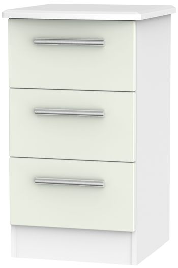 Knightsbridge Cashmere Matt and White 3 Drawer Bedside Cabinet