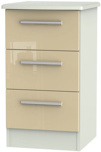 Knightsbridge Mushroom and Cashmere Matt 3 Drawer Bedside Cabinet