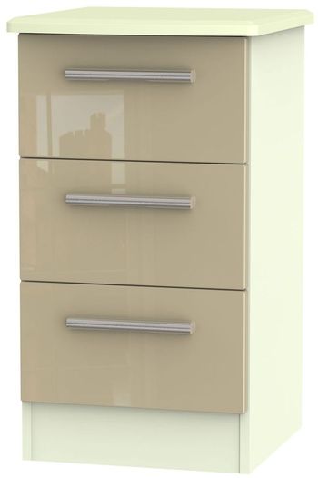 Knightsbridge Mushroom and Cream 3 Drawer Bedside Cabinet