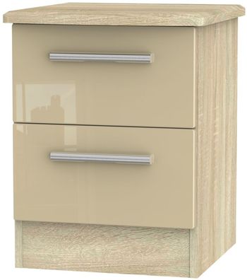 Knightsbridge Mushroom and Oak 2 Drawer Bedside Cabinet