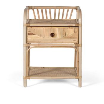Lazlar Natural Rattan 1 Drawer Bedside Table