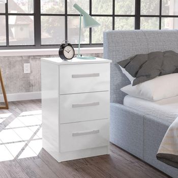 Lynx White Gloss 3 Drawer Bedside Cabinet
