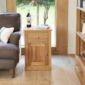 Mobel Oak 1 Door 1 Drawer Bedside Cabinet