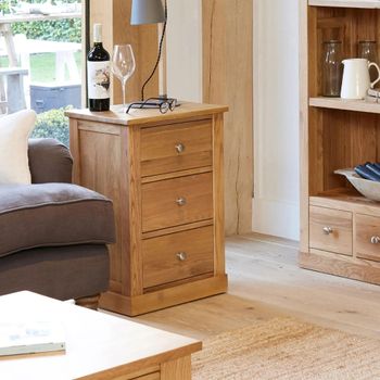 Mobel Oak 3 Drawer Bedside Cabinet