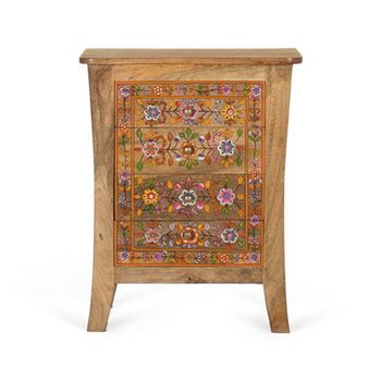 Matilda Painted Mango Wood 4 Drawer Bedside Cabinet