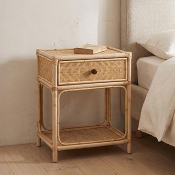 Mesevle Natural Rattan 1 Drawer Bedside Table