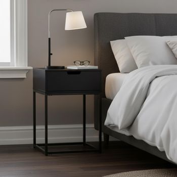 Mitra Black 1 Drawer Bedside Table