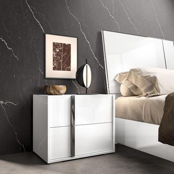 Modern Bianca White Bedside Cabinet