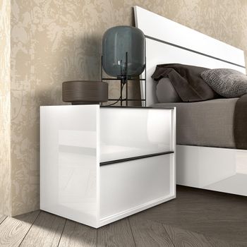 Modern Luna White 2 Drawer Bedside Cabinet