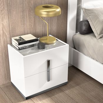 Modern Mara White 2 Drawer Bedside Cabinet