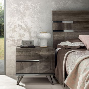 Modern Medea Vintage Oak 2 Drawer Bedside Cabinet