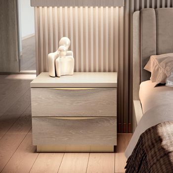 Denali Italian Sand Birch 2 Drawer Bedside Cabinet