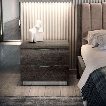 Denali Italian Silver Birch 2 Drawer Bedside Cabinet