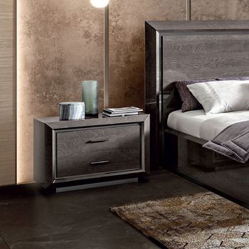 Elite Italian Silver Birch 2 Drawer Bedside Cabinet