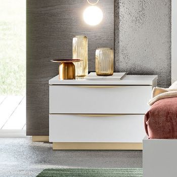 Kharma Italian White 2 Drawer Bedside Cabinet