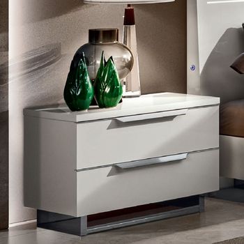 Kimera Italian White 2 Drawer Mini Bedside Cabinet