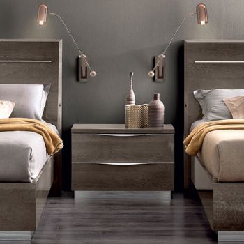 Platinum Italian 2 Drawer Bedside Cabinet