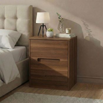 Monaco 2 Drawer Noche Walnut Bedside Cabinet