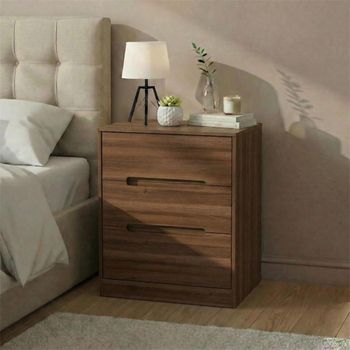 Monaco 3 Drawer Wide- Noche Walnut Bedside Cabinet