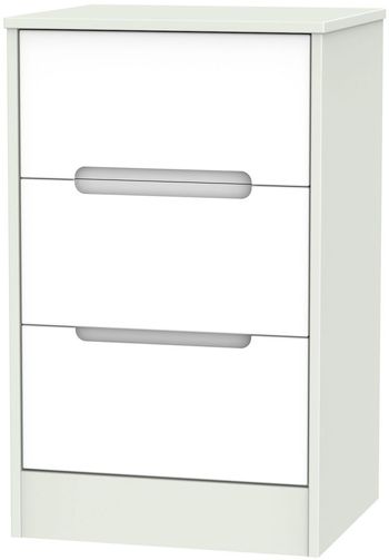 Monaco White and Cashmere 3 Drawer Bedside Cabinet