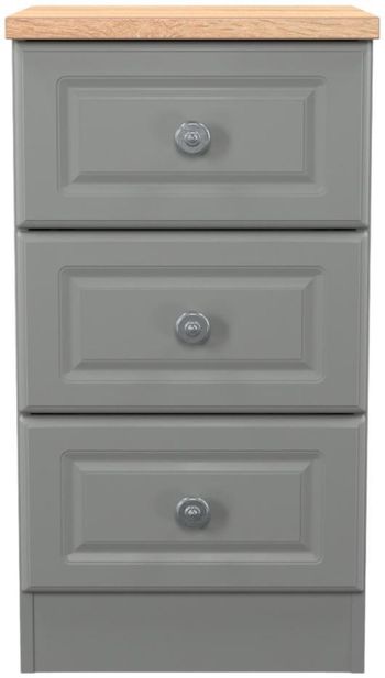 Norfolk Grey and Oak 3 Drawer Bedside Cabinet