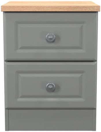 Norfolk Grey and Oak 2 Drawer Bedside Cabinet