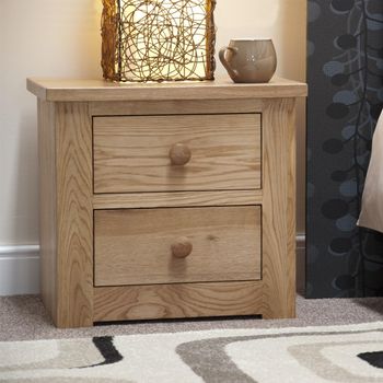 Torino Oak 2 Drawer Bedside Cabinet