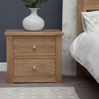 Torino Oak 2 Drawer Wide Bedside Cabinet