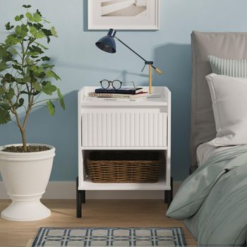 Osaka White Matt Fluted 1 Drawer Bedside Cabinet