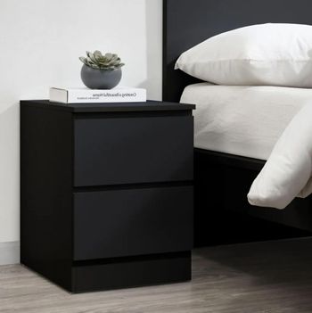 Oslo Black 2 Drawer Bedside Cabinet