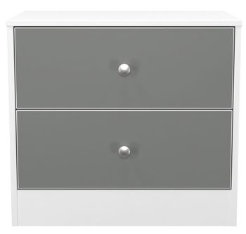 Padstow Grey and White Matt 2 Drawer Bedside Cabinet