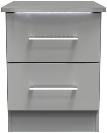 Paris Grey Gloss 2 Drawer Bedside Cabinet