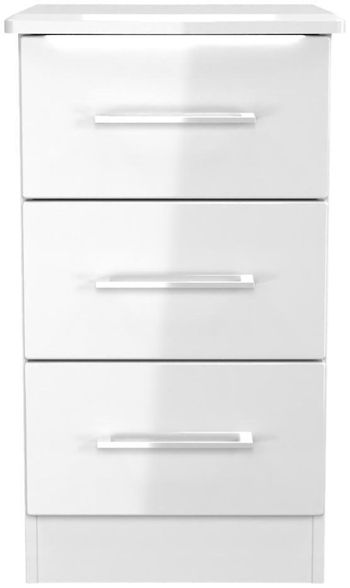 Paris White Gloss 3 Drawer Bedside Cabinet
