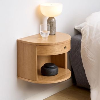 Paron Oak 1 Drawer Wall Mounted Floating Bedside Table