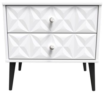 Pixel White 2 Drawer Midi Bedside Table
