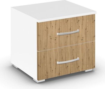 Aditio Alpine White and Artisan Oak 2 Drawer Bedside Cabinet