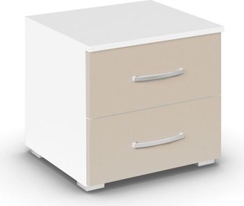 Aditio Alpine White and Champagne 2 Drawer Bedside Cabinet