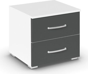 Aditio Alpine White and Metallic Dark Grey 2 Drawer Bedside Cabinet