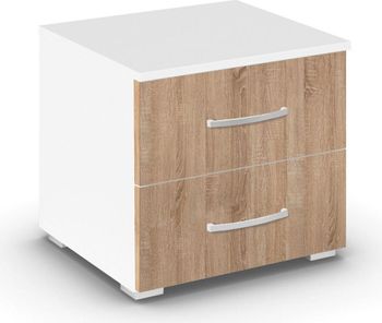 Aditio Alpine White and Sonoma Oak 2 Drawer Bedside Cabinet