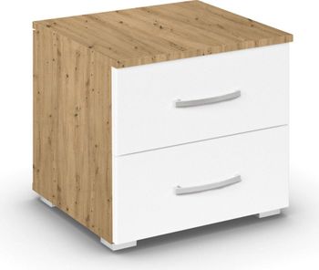 Aditio Artisan Oak and Alpine White 2 Drawer Bedside Cabinet