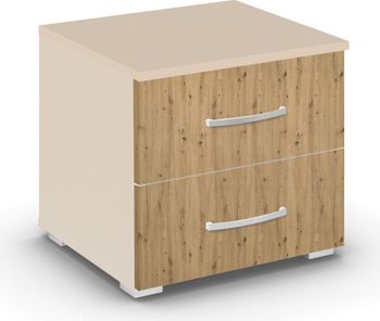 Aditio Champagne and Artisan Oak 2 Drawer Bedside Cabinet