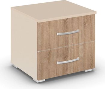 Aditio Champagne and Sonoma Oak 2 Drawer Bedside Cabinet