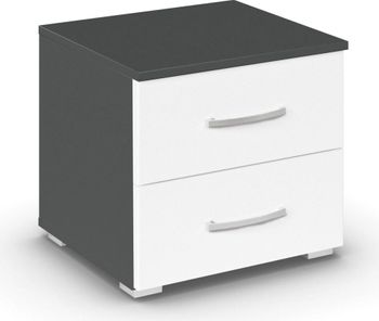 Aditio Metallic Dark Grey and Alpine White 2 Drawer Bedside Cabinet