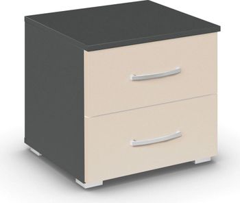 Aditio Metallic Dark Grey and Champagne 2 Drawer Bedside Cabinet