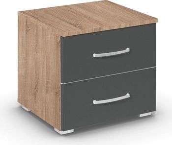 Aditio Sonoma Oak and Metallic Dark Grey 2 Drawer Bedside Cabinet