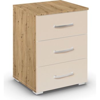 Aditio Artisan Oak and Champagne 3 Drawer Bedside Cabinet