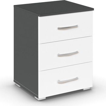 Aditio Metallic Dark Grey and Alpine White 3 Drawer Bedside Cabinet