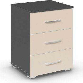 Aditio Metallic Dark Grey and Champagne 3 Drawer Bedside Cabinet