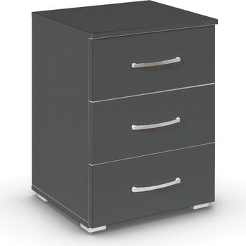 Aditio Metallic Dark Grey 3 Drawer Bedside Cabinet
