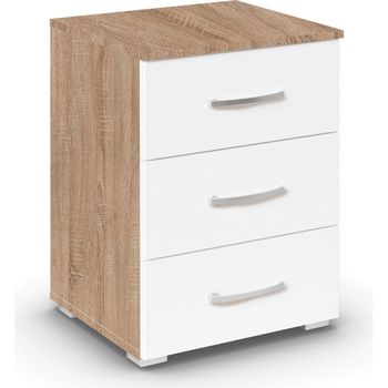 Aditio Sonoma Oak and Alpine White 3 Drawer Bedside Cabinet